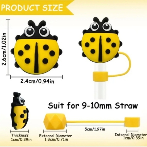 Colorful Ladybug Straw Topper - Picture 5 of 6